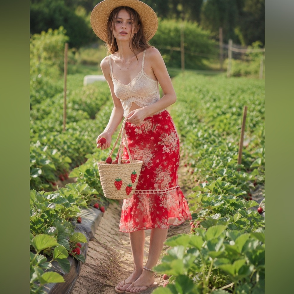 Free people Romantic Roses Printed Midi Skirt
